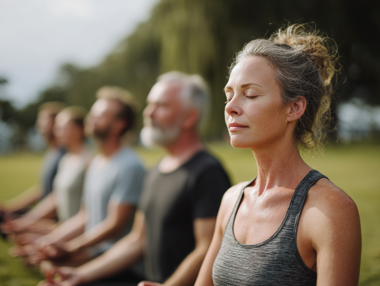 Practică de yoga în natură